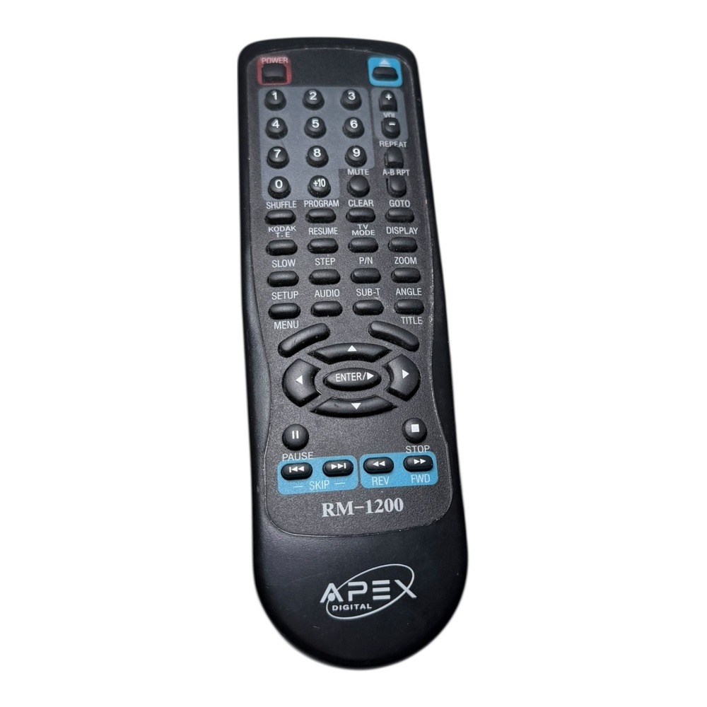 Apex Digital Remote RM-1200 DVD‎ Player Controller Black OEM Replacement Tested